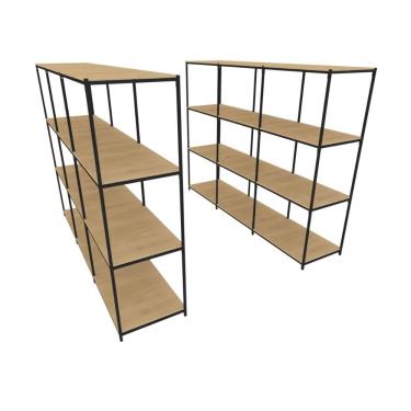 Imagem de Praleira De Aço Reforçada Mini Porta Pallet 200x60x90 Estante Estoque Bandeja Crua Módulos Conjugados 3 + 3
