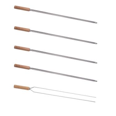 Imagem de Kit 5 Espetos Para Churrasco 85cm Aço Inox Kort