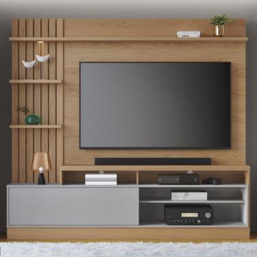 Imagem de Estante Para TV Maceió 65 Polegadas 1 Porta Com Led Colibri Freijó Cinza