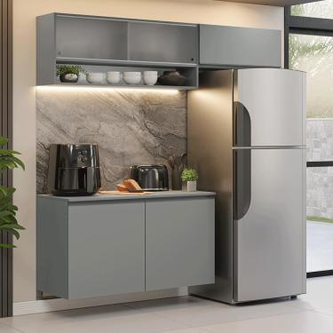 Imagem de Armário De Cozinha Compacta Suspenso 200cm Nice Madesa XA07 Cinza