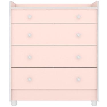 Imagem de Cômoda Com Trocador Infantil 4 Gavetas E Pés Doce Mel Rosa Acetinado
