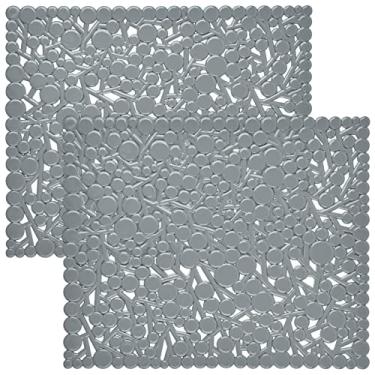 Imagem de Coopay Pacote Com 2 Tapetes De Plástico Para Pia Cozinha, Protetor Pvc, Ecológico, Ajustável, Aço Inoxidável/Porcelana, Secar Louças, O Fundo Da Pia, 32 Cm X 26 (Cinza)