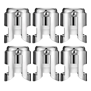 Imagem de BovcTrraann Rolhas De Champanhe Aço Inoxidável, Silicone Grau Alimentício À Prova Vazamentos Para Vinho Espumante, Adequadas Champanhe, Cava, Prosecco (Pacote Com 6)