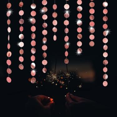 Imagem de Eeatour Guirlanda Pendurada Com Círculos Brilhantes Em Ouro Rosa, Serpentina Brilhante, Faixa De Glitter, Cenário Para Casamento, Chá Bebê, Aniversário, Decoração Natal, 12 Metros