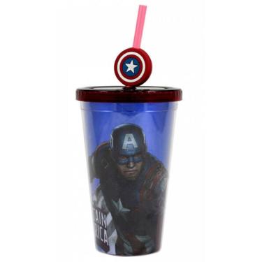 Imagem de Copo Canudo Com Pingente 500Ml Capitao America
