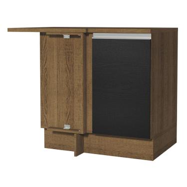 Imagem de Balcão de Canto Madesa Glamy 1 Porta - Rustic/Preto