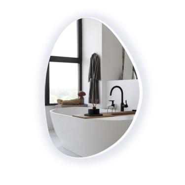 Imagem de Espelho Orgânico Grande Com Led Frio 80x60cm Lapidado Sala