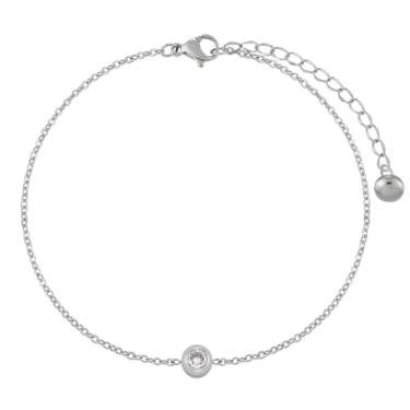 Imagem de Kokoma Tornozeleira de cristal delicada para mulheres, corrente de aço de titânio, zircônia cúbica, tornozeleira minimalista para o verão, joia para os pés, 21+5 Centimeters, Aço de titânio, Sem Pedra