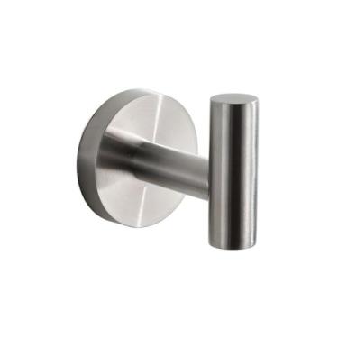 Imagem de Conjunto de banheiro de aço inoxidável escovado - Suporte redondo para papel higiênico, anel para toalha, gancho para roupão, 4 peças de ferragens para montagem na parede, gancho 1 peça