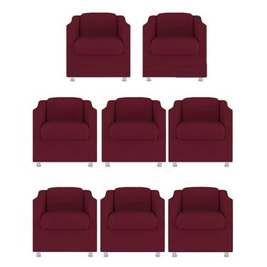 Imagem de Kit 8 Poltronas Bia Decorativa Reforçada Recepção Clinica Salão Sala De Estar Suede