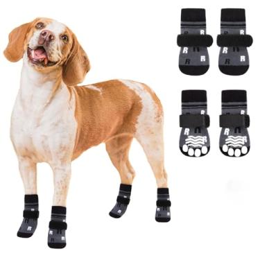Imagem de ASENKU Meias antiderrapantes para cães para evitar lamber patas, botas de cachorro e protetores de patas com alça ajustável para pavimento quente/frio, sapatos de cachorro para pisos de madeira para
