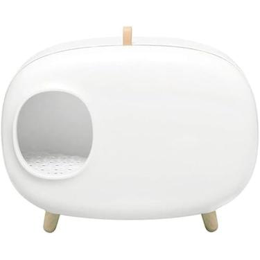 Imagem de Caixa De Areia Automática Autolimpante Para Gatos, Vaso Sanitário Super Grande Semi-fechado Para Gatos, Desodorante à Prova De Respingos, White, L