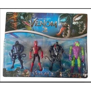 Imagem de Brinquedo Cartela 4 Bonecos Homem Aranha E Venom Articulado 14 Cm Com 