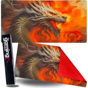 Imagem de The Gaming Mat Company Tapete de rato e tapete de rato MTG para um jogador – 71.1 cm x 35.6 cm Flame Dragon Gaming Mouse Pad compatível com Magic: The Gathering, cartas MTG, tapete de jogos TCG