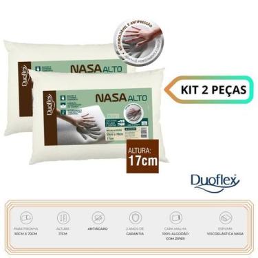 Imagem de Kit 2 Travesseiros Nasa Alto Duoflex Antiácaro - Com capa Malha 100% A