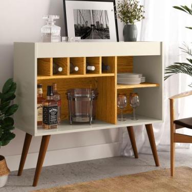 Imagem de Aparador Adega New Odin Off White/Nature - Magaflex - EJ Moveis