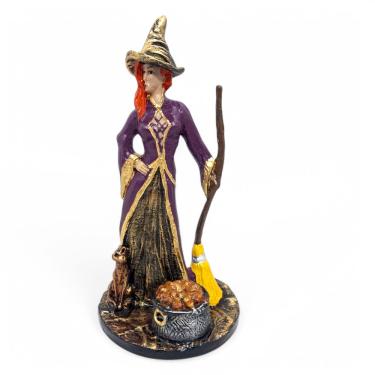 Imagem de Estatueta Bruxa Wicca com Vassoura em Resina 22 cm