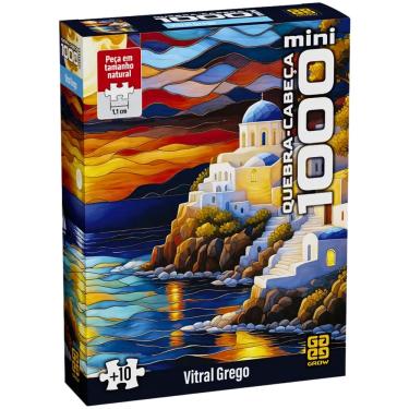 Imagem de Mini Quebra Cabeça Puzzle 1000 peças Vitral Grego Grow