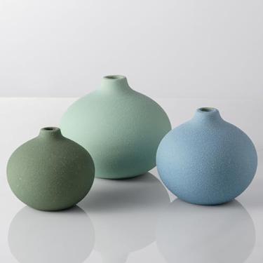 Imagem de Conjunto de 3 vasos de cerâmica, mini vaso de flores para decoração de casa, vaso moderno, vasos de flores pequenos para mesa de jantar, sala de estar, prateleira, lareira e exibição de entrada