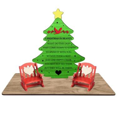 Imagem de Conjunto de cadeira de balanço com memória de árvore de Natal DIY Christmas in Heaven Loss of Loved One Mom Dad Grandpa Grandma Save A Seat Sympathy Gift for Family Friends