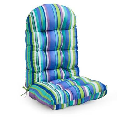 Imagem de Lucresta Adirondack Almofada de cadeira, almofadas de pátio com encosto alto com laços ajustáveis, 120 x 51 x 10 cm, almofada impermeável com tufos, almofada de cadeira de balanço resistente ao