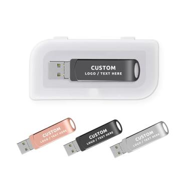 Imagem de Pen drive USB OTG personalizado, pacote com 50 unidades de pen drive multifuncional 4 em 1 para brindes promocionais corporativos e presentes de negócios (16 GB, com caixa de plástico)