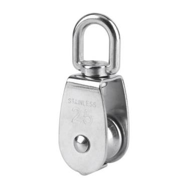 Imagem de Moitão em Aço Inox M25 com Alça e Roldana P/ Cabos até 12mm - Rei Mari