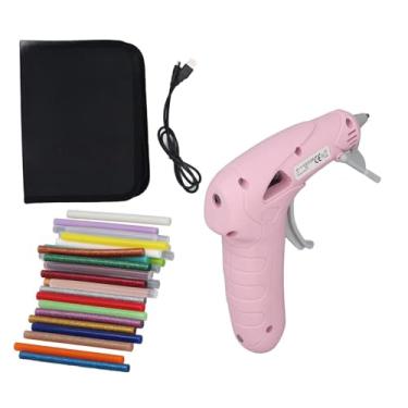 Imagem de Pistola de de fusão a quente USB Mini Melt Hot Drelt Gun com 30 pcs de barras adesivas Bag de bolsa de silicone para artesanato DIY Reparos domésticos (Rosa)