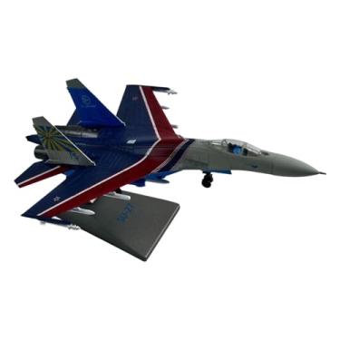 Imagem de YIJU Suporte de exposição de modelo de aeronave SU-27 em escala 1/100, ornamento para decoração de casa, modelo de avião para armário, mesa, peça central