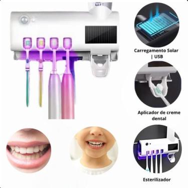 Imagem de Suporte de Escovas de Dentes com Esterilizador UV  Dispenser Automátic