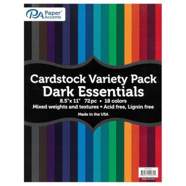Imagem de Accent Design Paper Accents Pacote sortido de cartolina 21,5 x 28 cm, 72 folhas – Cartolina colorida Dark Essentials, cartolina, papel de construção para scrapbooking, faça você mesmo e projetos de