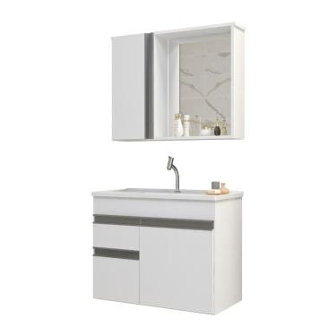 Imagem de Gabinete Armario Para Banheiro Firenze com Espelheira e Cuba