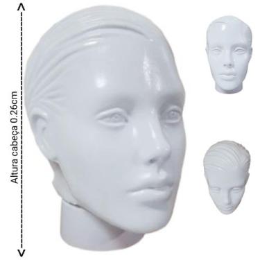 Imagem de Manequim feminino (Cabeça moldada) na cor branco + suporte branco - Ks
