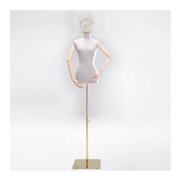 Imagem de Mannequin Torso de manequim feminino com altura ajustável, braço de madeira maciça removível e giratório, vestidos de noiva para exposição, camisetas(Gray)