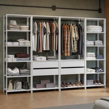 Imagem de Guarda-roupa Closet Modulado 4 Gavetas 258 Cm Valencia Madesa 01 Branc