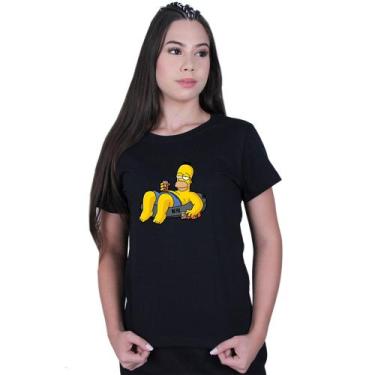 Imagem de Camiseta Baby Look Feminina Homer Simpsons Boia Mó paz - Lafre, Preto,