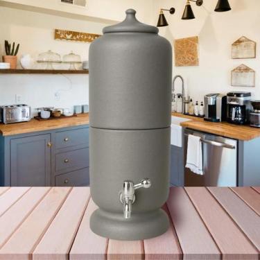 Imagem de Filtro De Barro Bebedouro Agua Purificador Filtrador Cinza 6 Litros - 