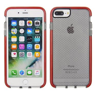 Imagem de Capa de celular Cube para Apple iPhone 8/7/6s/6, Scratch-Proof and Shock Resistant Clear Black Textured TPU Cover with Red Bumper
