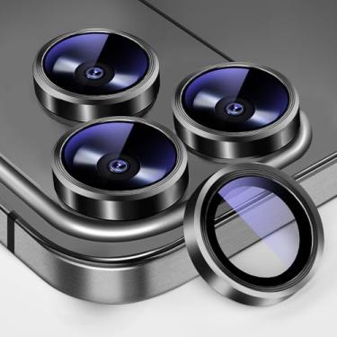 Imagem de KEKBOXQ Pacote com 3 x 2 protetores de lente de câmera para iPhone 17 Pro Max, iPhone 17 Pro/15 Pro Max/15 Pro protetor de tela de lente de vidro temperado capa de metal anel individual para 17 Promax