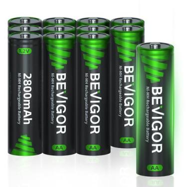 Imagem de Baterias recarregáveis BEVIGOR AA 2800mAh 1,2 V NiMH 12 unidades