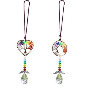 Imagem de Penduração de carro Suncatcher Healing Crystal Decor Tree of Life - Pe