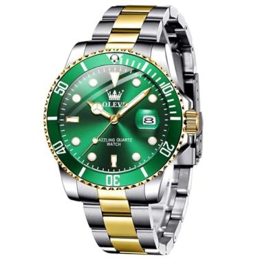Imagem de OLEVS Relógios masculinos para homens, data, semana, diamante, analógico, inoxidável, luminoso, moderno, negócios, à prova d'água
