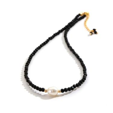 Imagem de Flourisit Colar de pedras preciosas com pérolas de água doce, colar de pérolas irregulares naturais feitas à mão para mulheres, banhado a ouro 14 k, pedra do mês de janeiro da gargantilha, presente