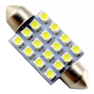 Imagem de Lâmpada LED Pingo Torpedo Luz Teto Placa Porta Luvas Bagageiro Malas Quebra Sol 16SMD 41MM