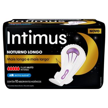 Imagem de Absorvente Intimus Noturno Longo e Mais Largo Extra Suave Fluxo Muito Intenso com Abas 10 Unidades