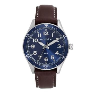 Imagem de Relógio Mondaine Masculino Analógico Azul Couro 32548g0mvno3