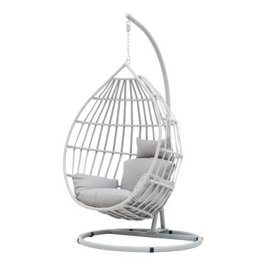 Imagem de Cadeira De Balanço Cinza Suspensa Com Suporte E Almofadas