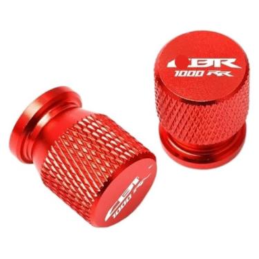 Imagem de 1 par de tampas de válvula de pneu de roda de alumínio CNC para motocicleta compatível com CBR1000RR CBR 1000RR CBR 1000 RR SP 2004-2021 (vermelho)