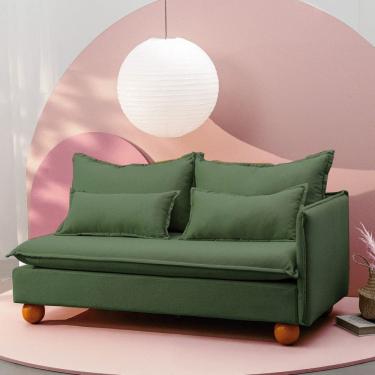 Imagem de Sofá Modular 2 Lugares Braço Lateral com Pé Bolinha Sôma Cabecasa Madeiramadeira Verde