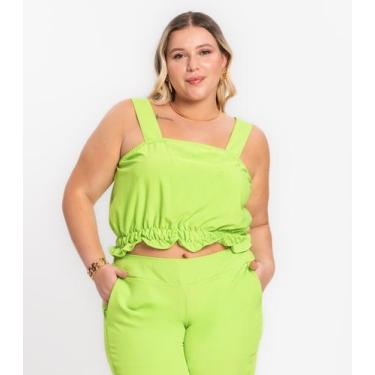 Imagem de Regata Cropped Plus Size Neon Secret Glam Verde, Plus G3, Verde